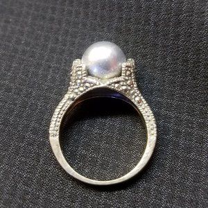 Gray Pearl Silver Ring